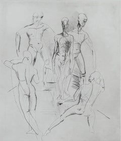 Andre Bockholdt - Modernist 20th Century Etching, Male Nude in Various Poses