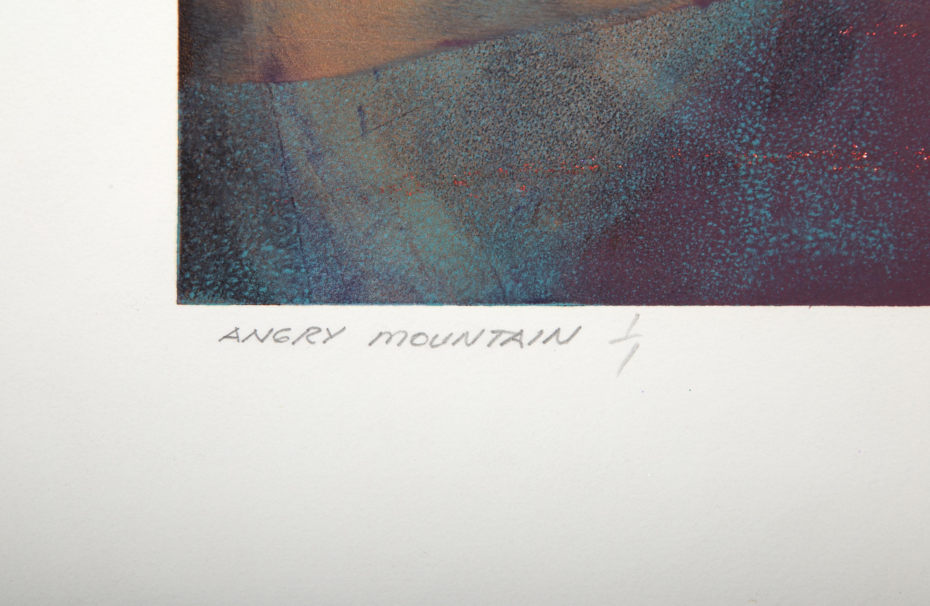 Angry Mountain, Monoprint and mixed media by Manuel Rodriguez Jr. For Sale 3
