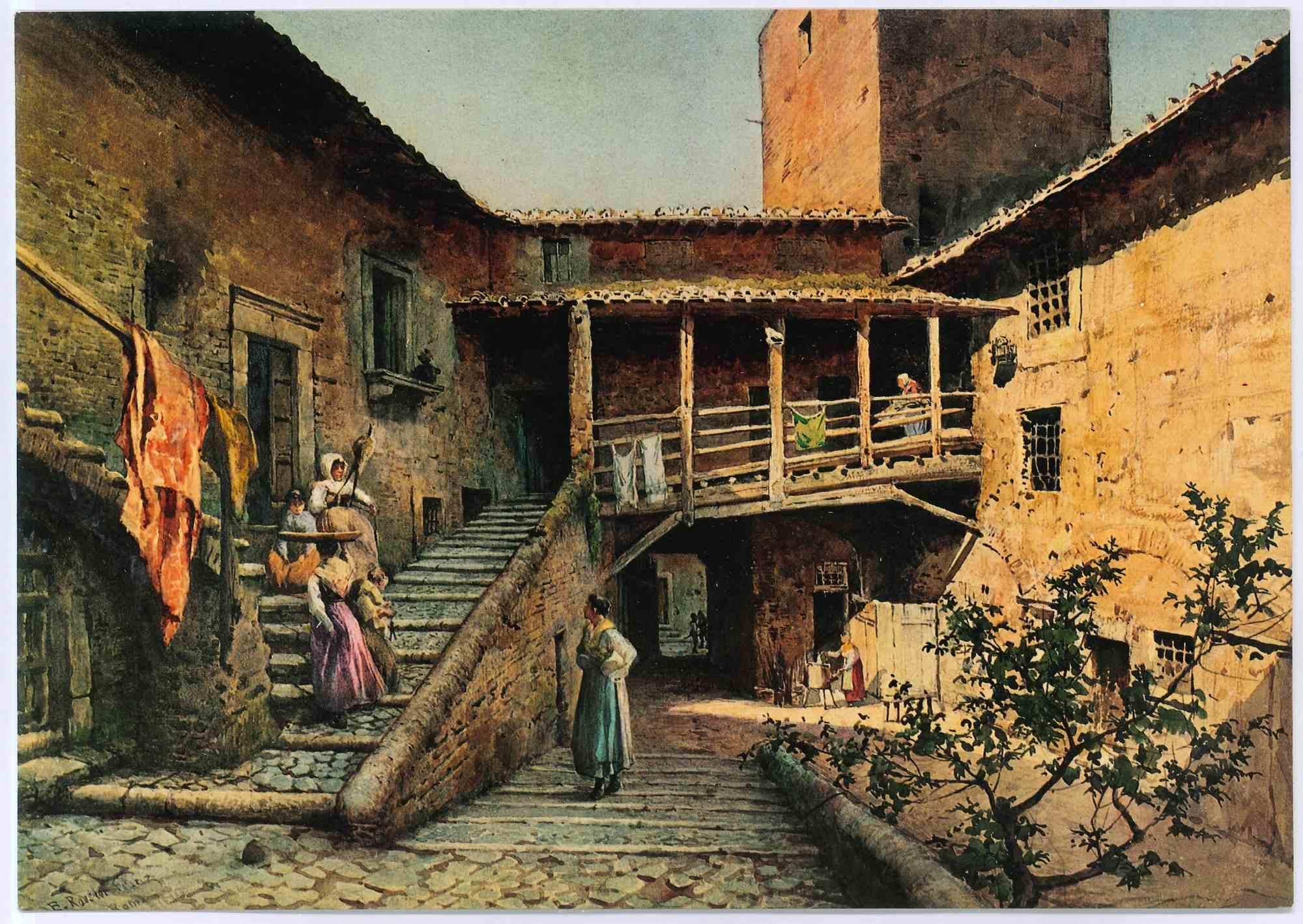 Landscape Print de Unknown - Palacio de Anguillara en Roma - Postal vintage - Años 80