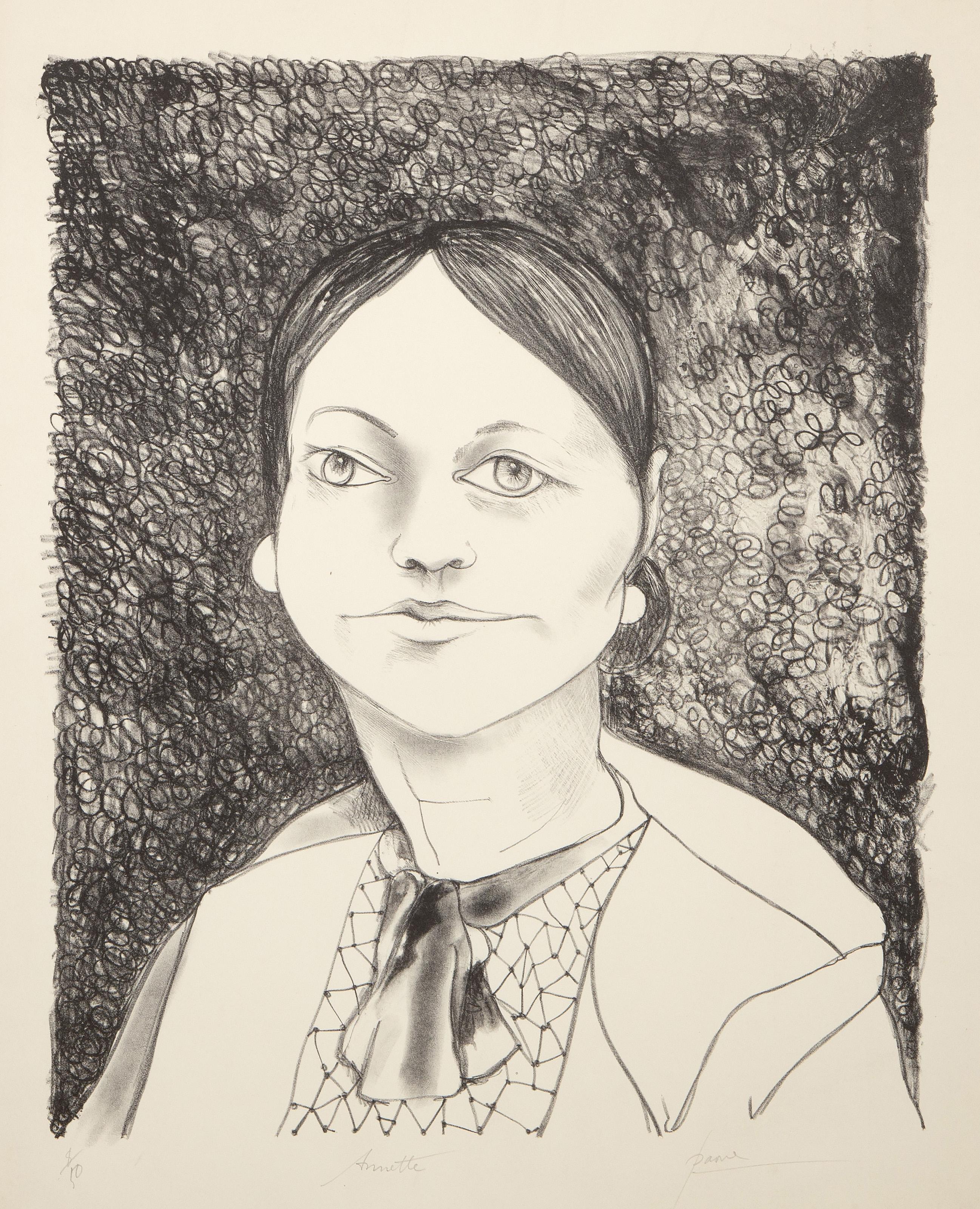 Portrait Print di Peter Paone - Annette, litografia surrealista di Peters Paone