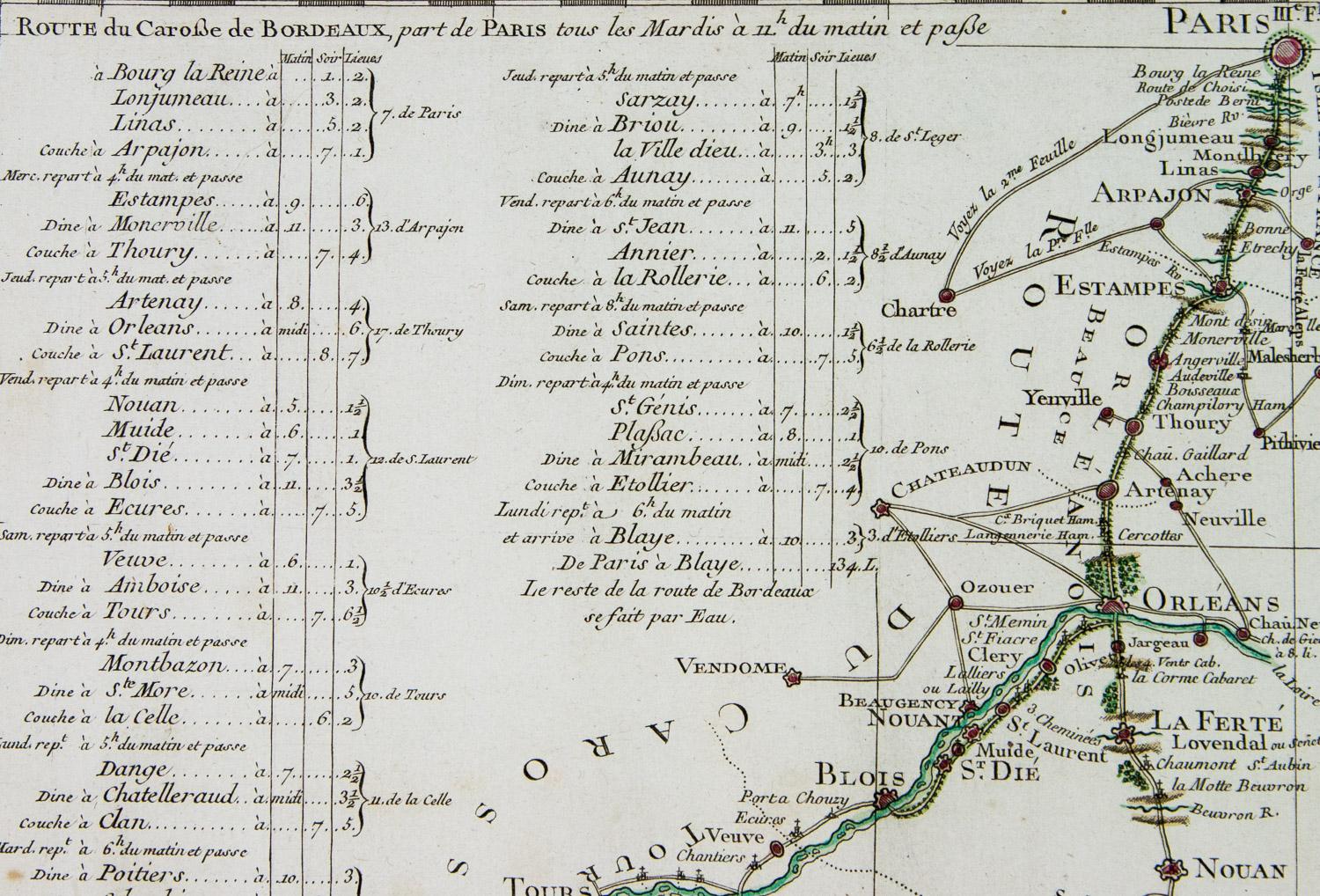 Antike antike 1765 klappbare Landkarte von Frankreich, Bordeau usw. – Print von Unknown