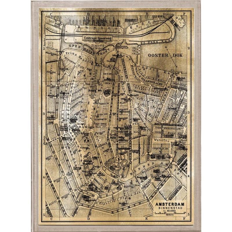 Unknown Print - Antique City Maps, Amsterdam, gold leaf, acrylic box frame