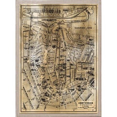 Antique City Maps, Amsterdam, gold leaf, acrylic box frame