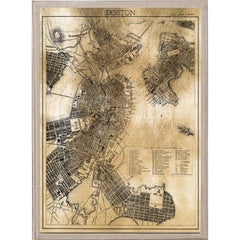Antique City Maps, Boston, gold leaf, unframed