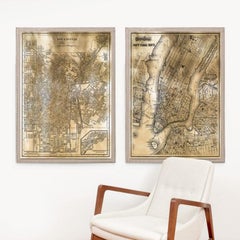 Antique City Maps, London, gold leaf, acrylic box frame