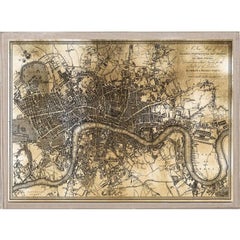 Antique City Maps, London, gold leaf, acrylic box frame