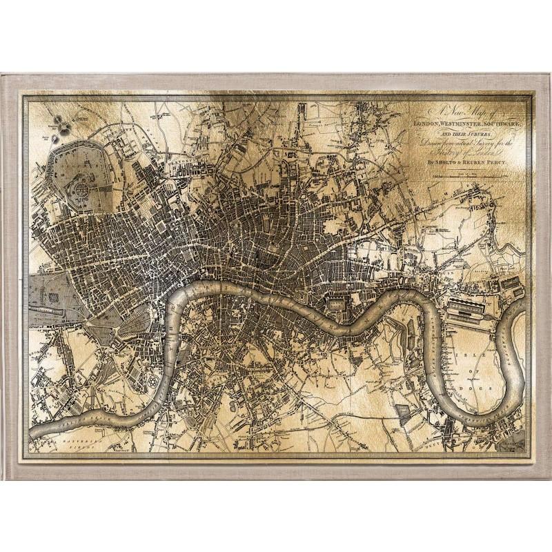 Unknown Print - Antique City Maps, London, gold leaf, unframed