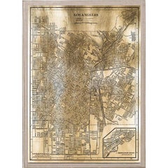 Antique City Maps, Los Angeles, gold leaf, acrylic box frame