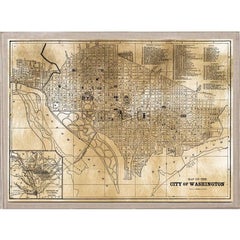 Antique City Maps, Washington DC, gold leaf, acrylic box frame