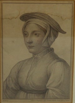 Antique English Engraving of a Maiden late 19thC