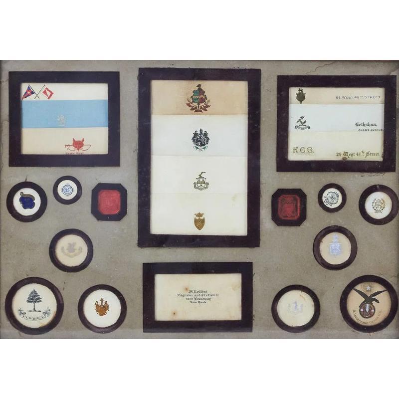 Antique Framed 19th C. Stationery & Engraving Samples Ex- Susie Hilfiger For Sale 3