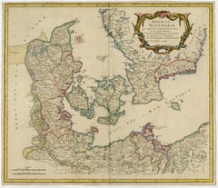 Antique map of Denmark and Jutland by de Vaugondy - Handcol. engraving - 18th c.