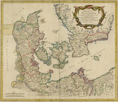 Antique map of Denmark and Jutland by de Vaugondy - Handcol. engraving - 18th c.