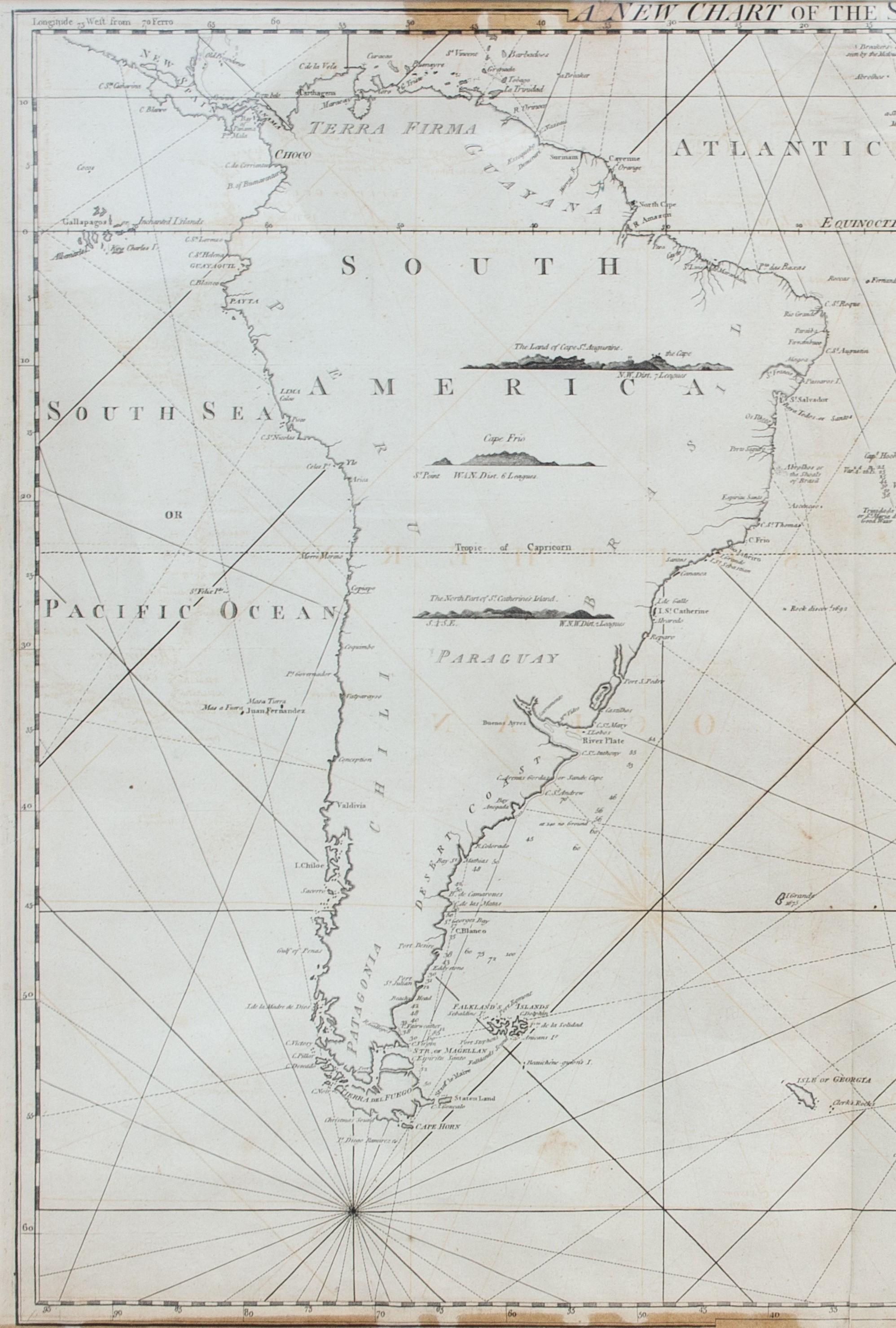 Antique Map of the Southern Oceans, South America and Africa - Print by Unknown
