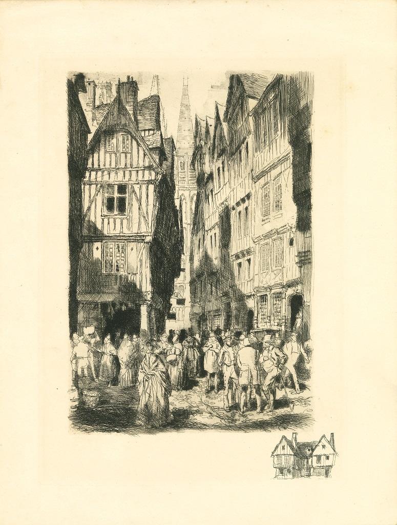 Unknown Landscape Print – Antwerpen – Original-Radierung – Anfang des 20. Jahrhunderts
