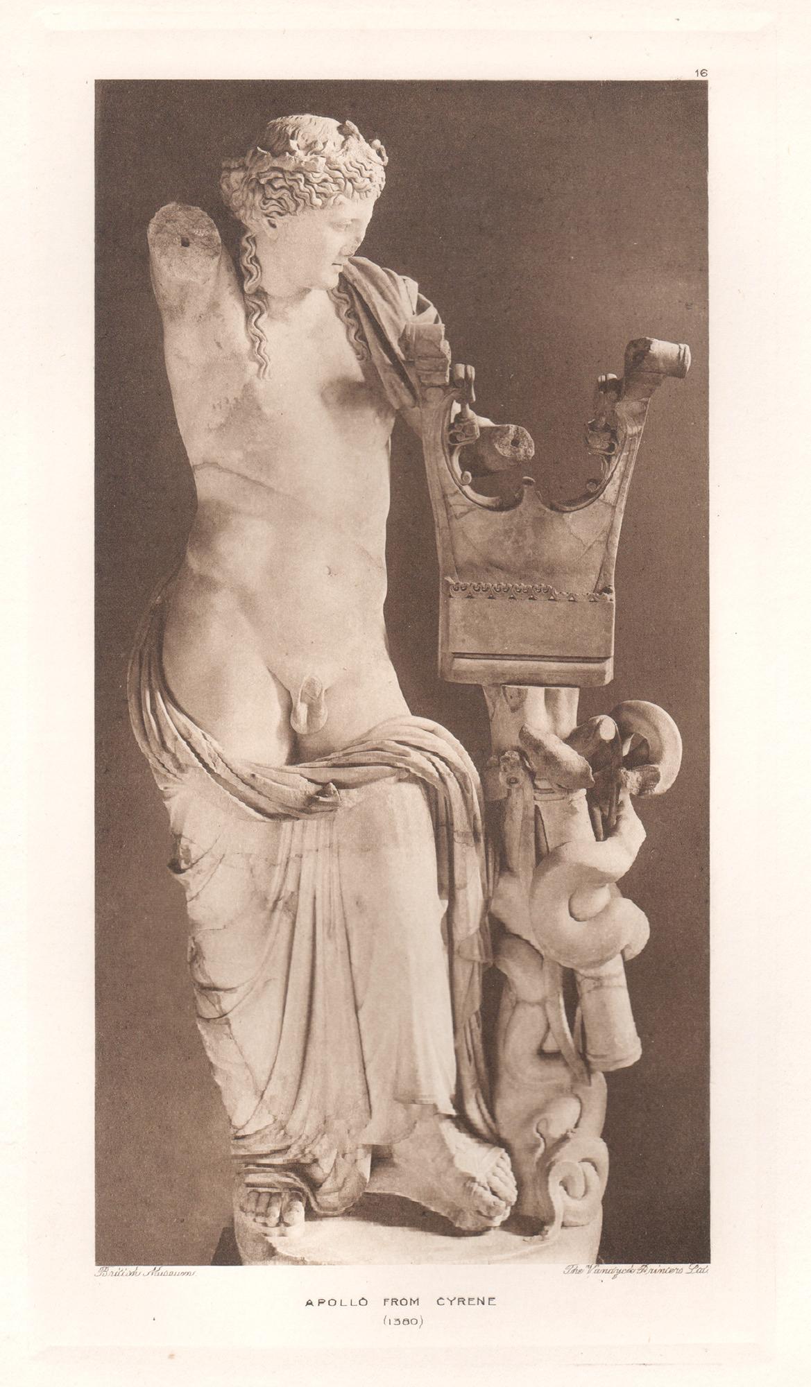 Portrait Print di Unknown - Apollo di Cirene, British Museum Scultura classica romana in fotoincisione