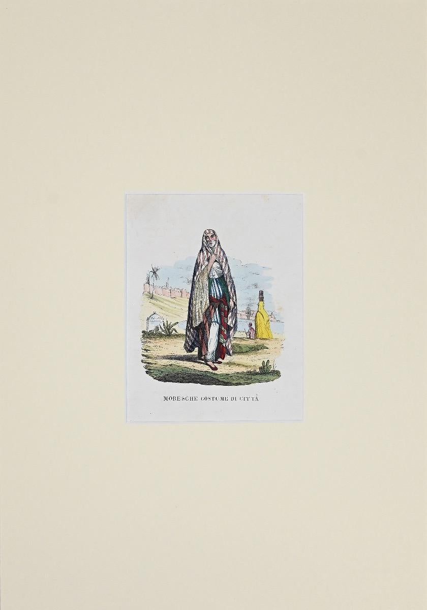 Arabische Stadtkostüm  - Original-Lithographie - 19. Jahrhundert – Print von Unknown