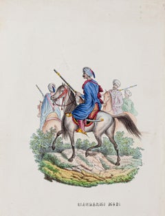 Arab Soldiers (Giandarmi Mori) - Original Lithograph - 1849 