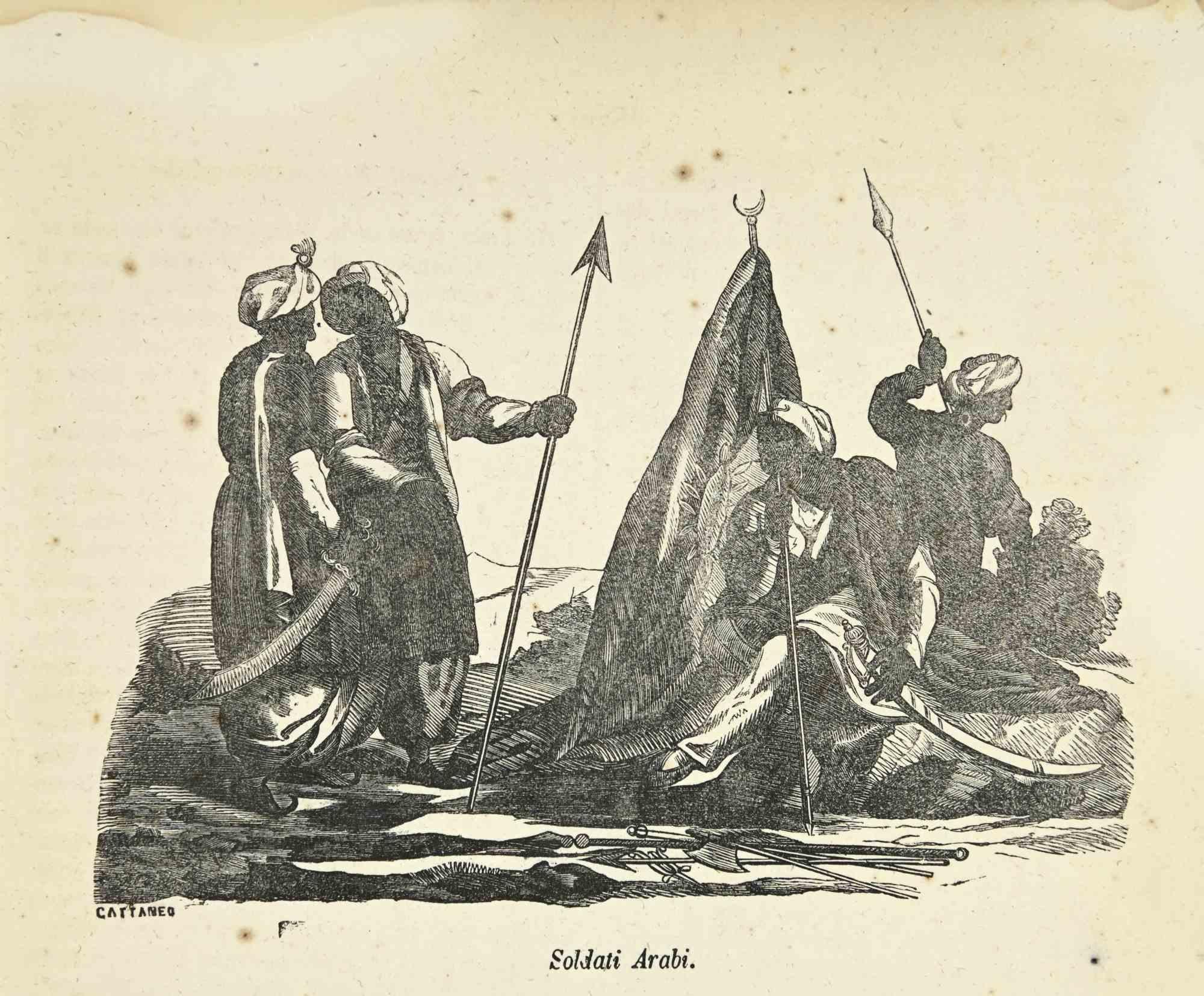 Unknown Figurative Print - Arab Soldiers - World Costumes  - Lithograph - 1862