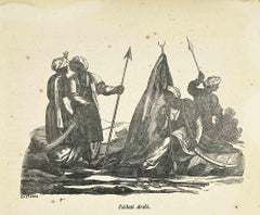 Des soldats arabes - Costumes du monde  - Lithographie - 1862