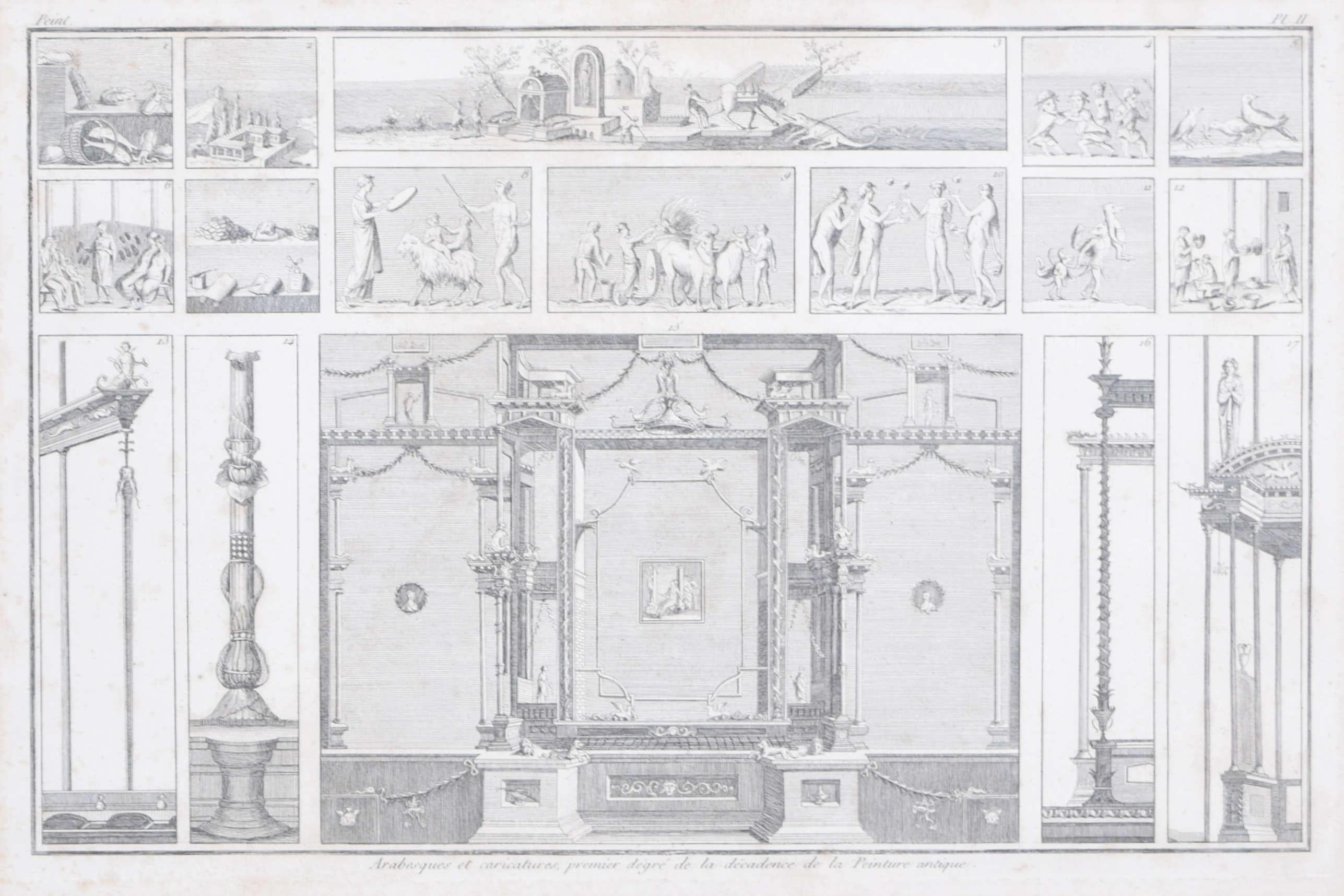 Unknown Interior Print - Arabesques and caricatures antiquities engraving