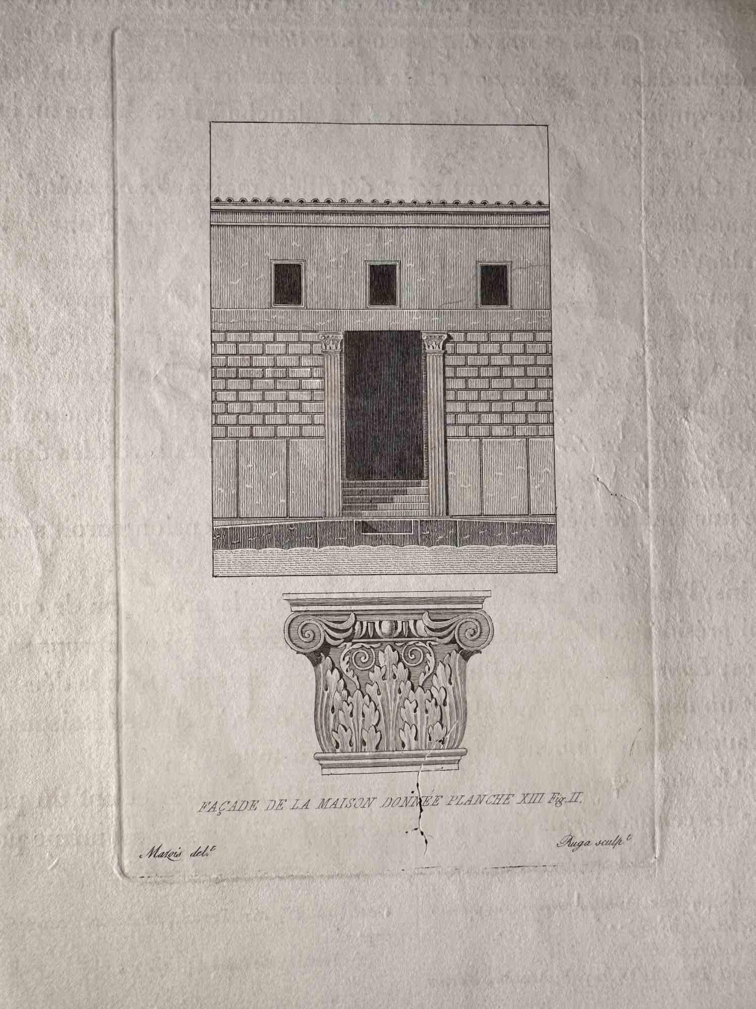 Architectural - Maison Donne - Etching - 1850s