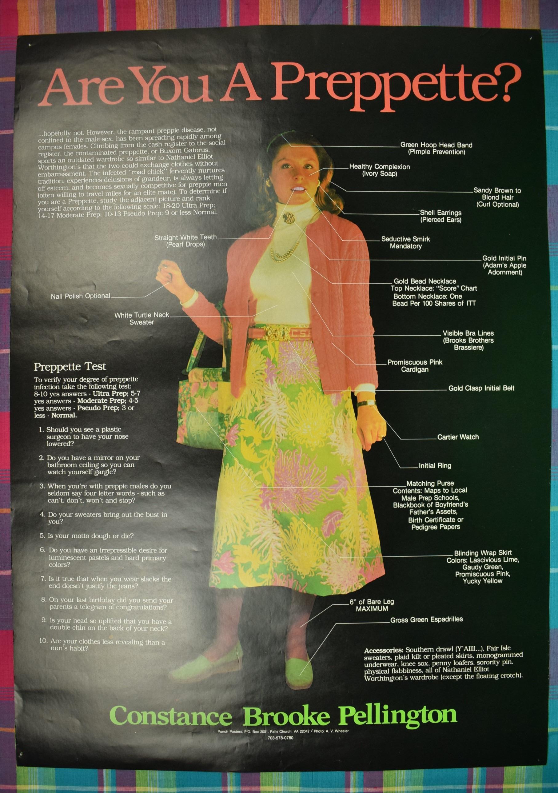 "Are You a Preppette?" Constance Brooke Pellington Color Poster (NOS) - Print by Unknown
