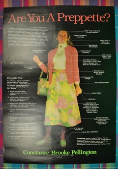 Vintage "Are You a Preppette?" Constance Brooke Pellington Color Poster (NOS)