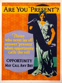 "Are You 'Present'? (Mather Work Incentive)" Original Vintage Poster