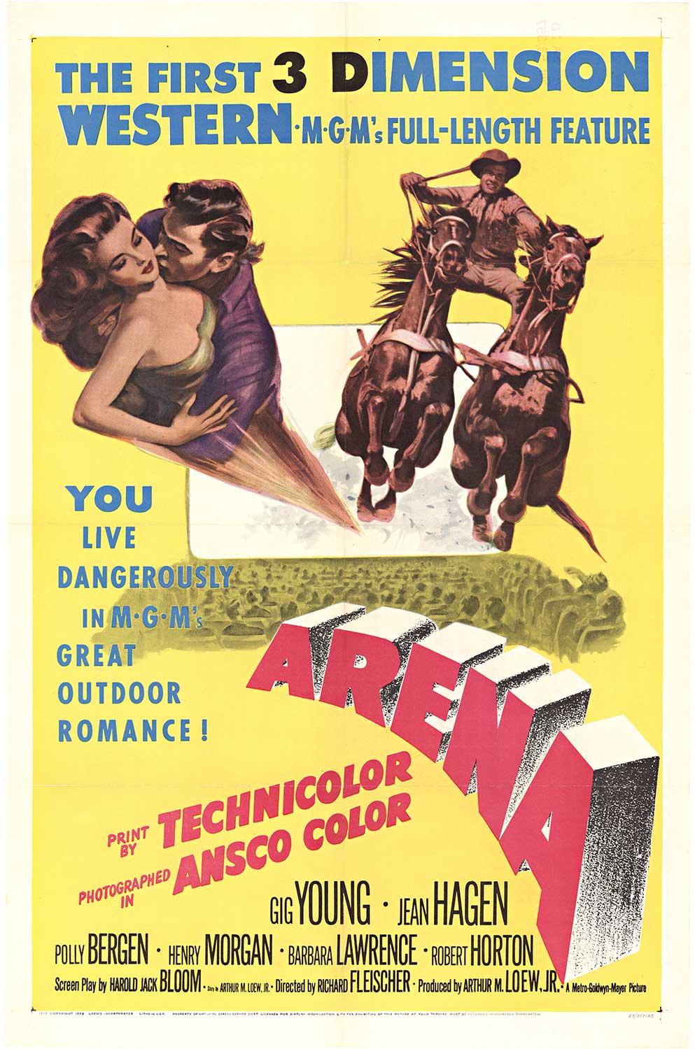 Unknown Figurative Print - "Arena" First 3 Dimension Western vintage movie poster  1953  US 1-sheet