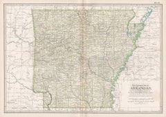 Arkansas. USA. Carte vintage ancienne de l'État d'Atlas du XXe siècle