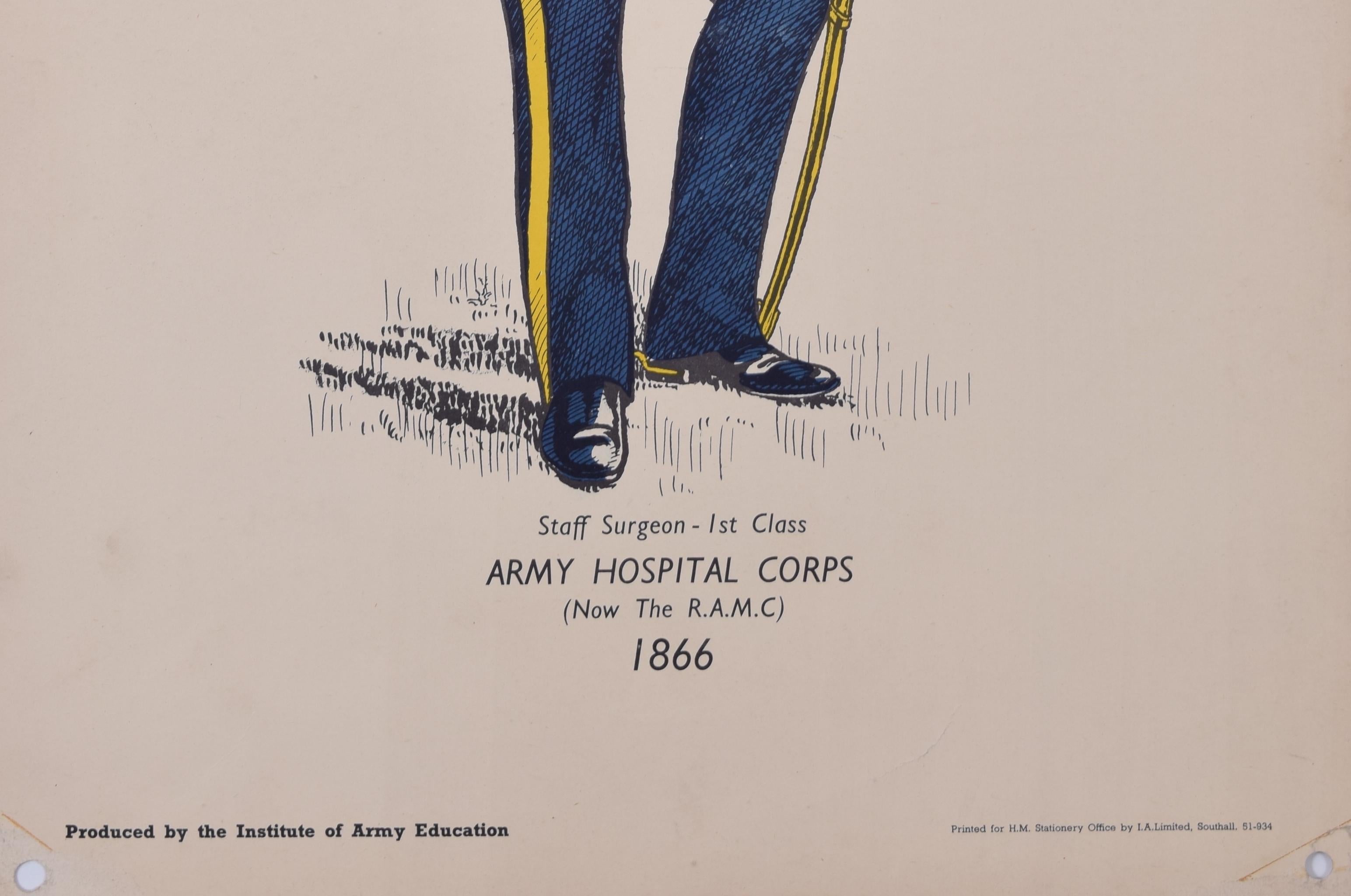 Armee Hospital Corps Surgeon Institute of Army Education Uniform-Lithographie im Angebot 1