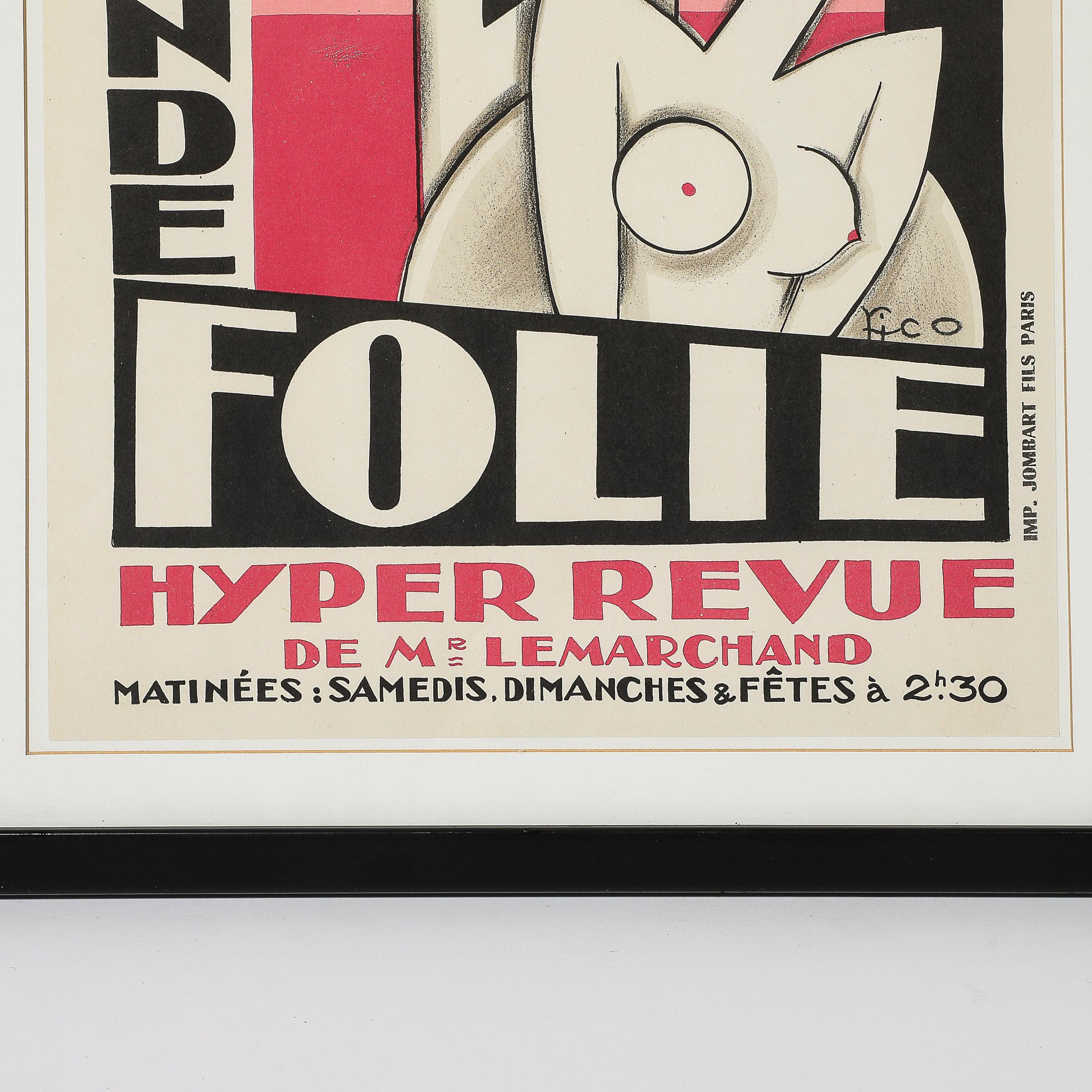 Poster litografico Art Deco Folies Bergere La Grande Folie in vendita 3