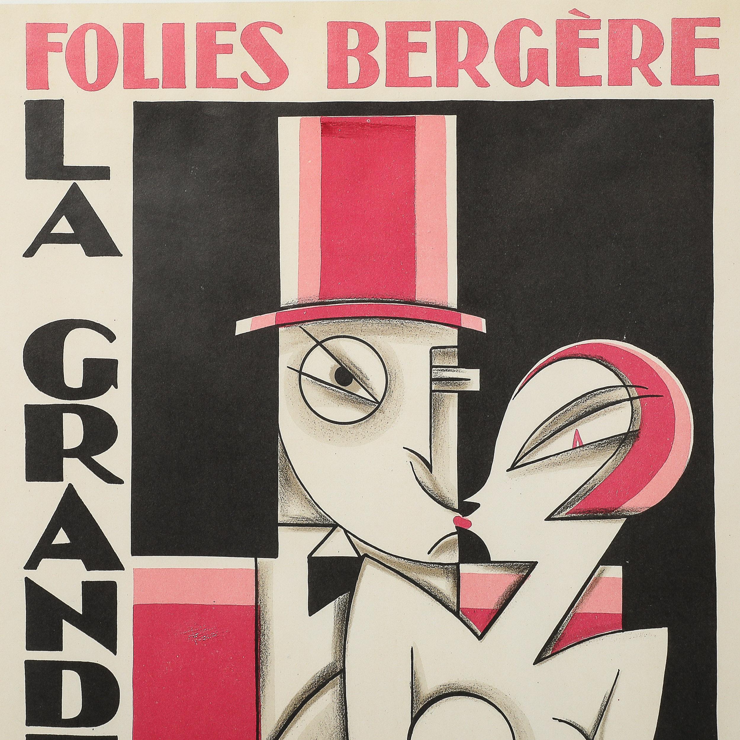 Poster litografico Art Deco Folies Bergere La Grande Folie in vendita 5