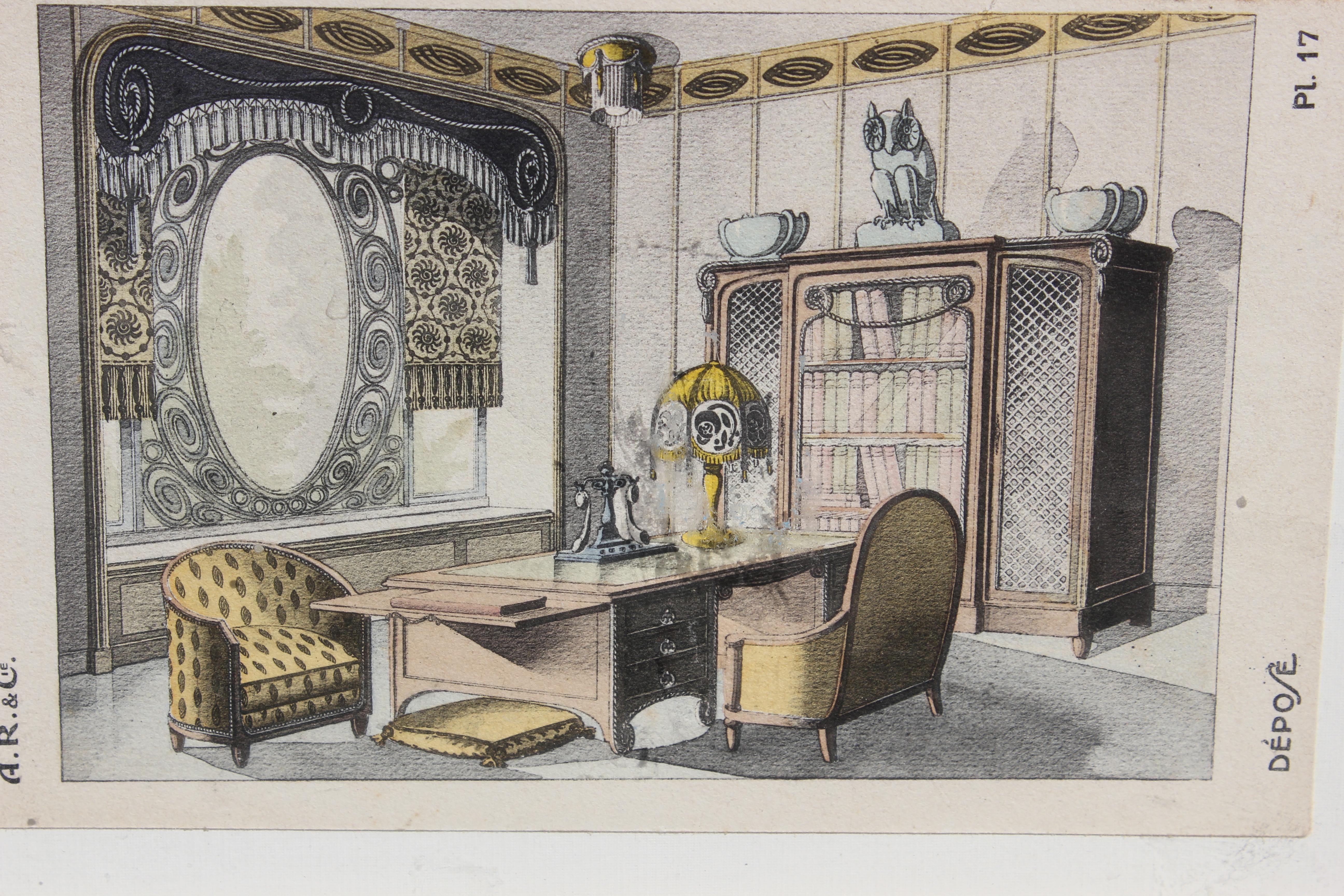 Art Deco Interior A. R. & Cie Katalogdruck eines Tellers. 17  (Grau), Interior Print, von Unknown