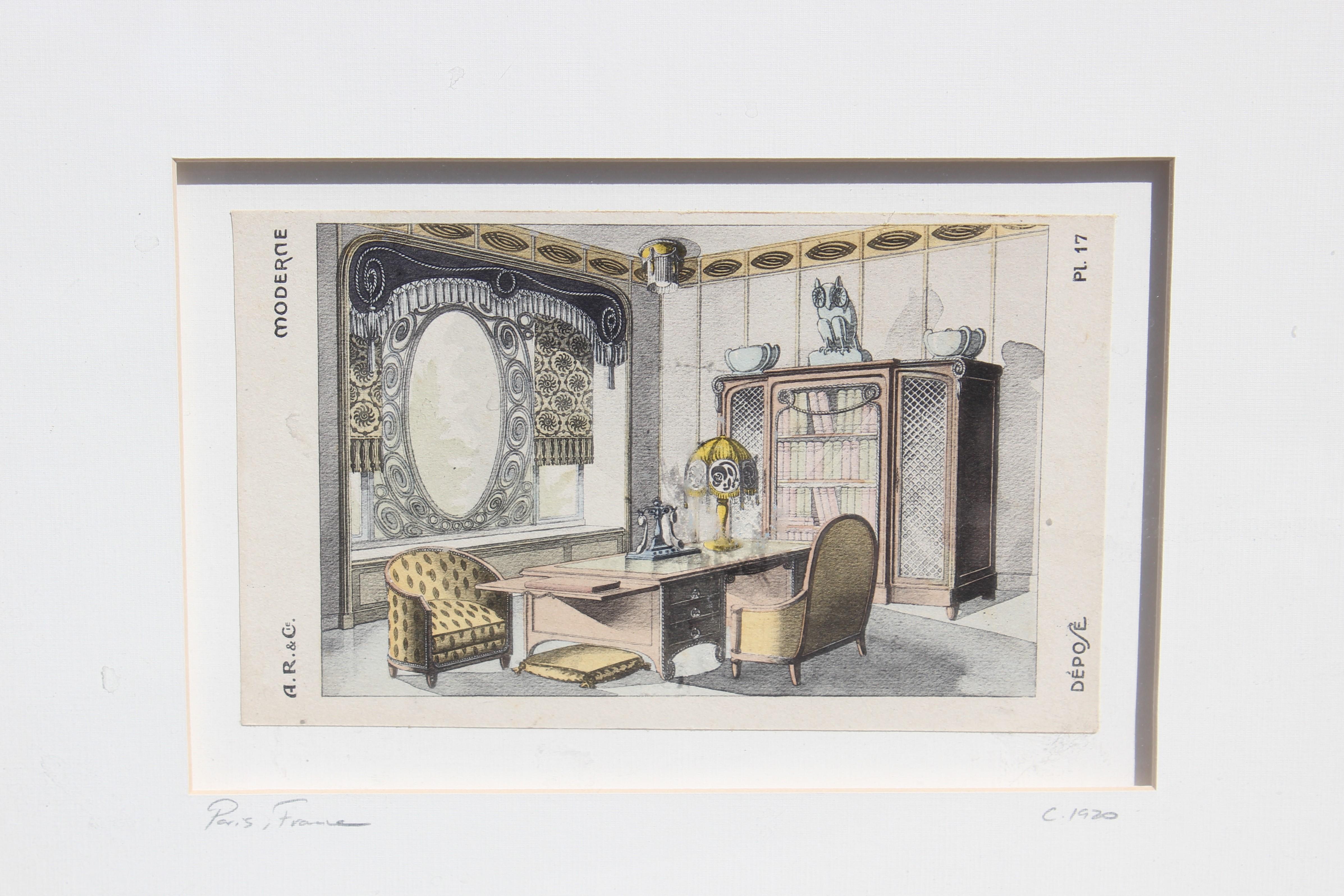 Unknown Interior Print – Art Deco Interior A. R. & Cie Katalogdruck eines Tellers. 17 