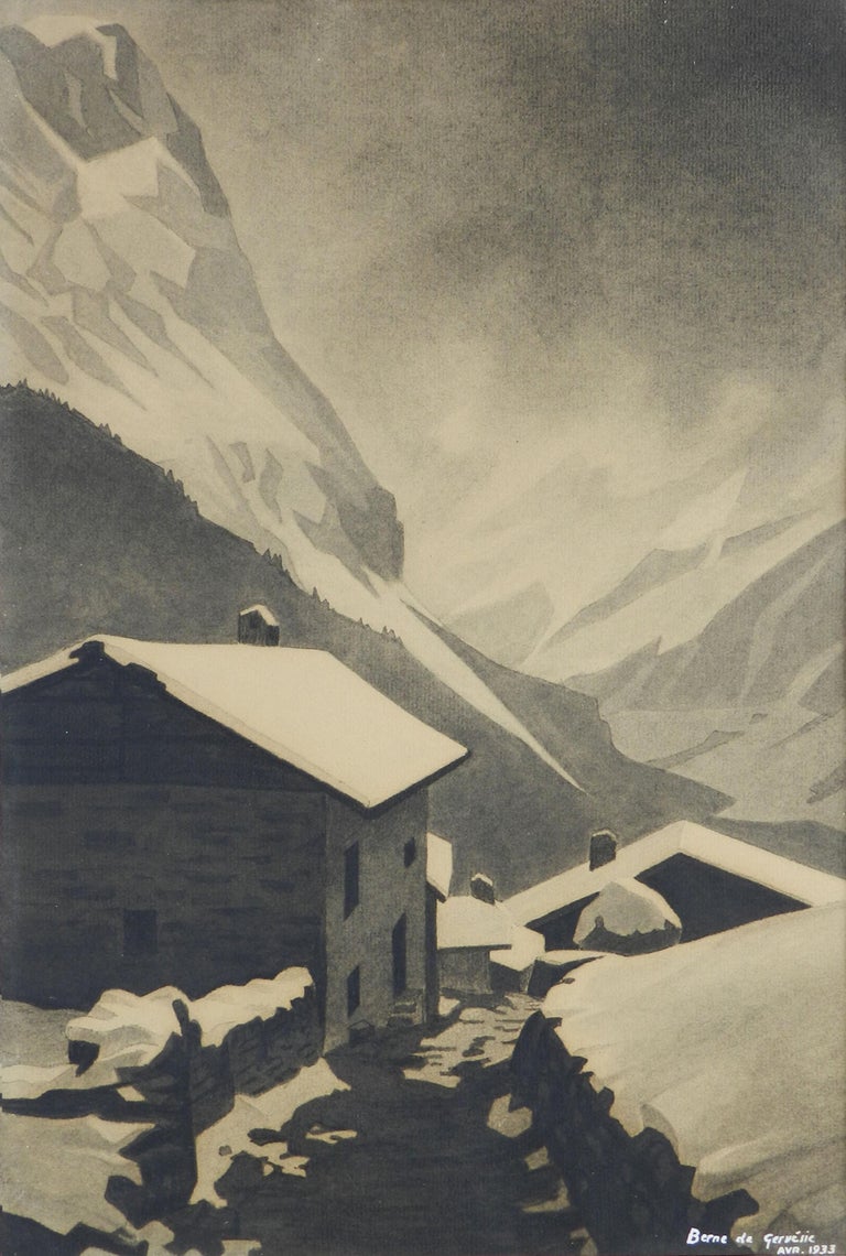 Mountain Snow Scene by Gisele Berne de Geavisie c1933
Good vintage condition 


