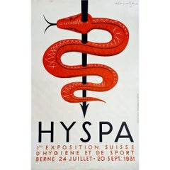 Art Deco Original poster fot the first exhibition for hygiene and sport Hyspa