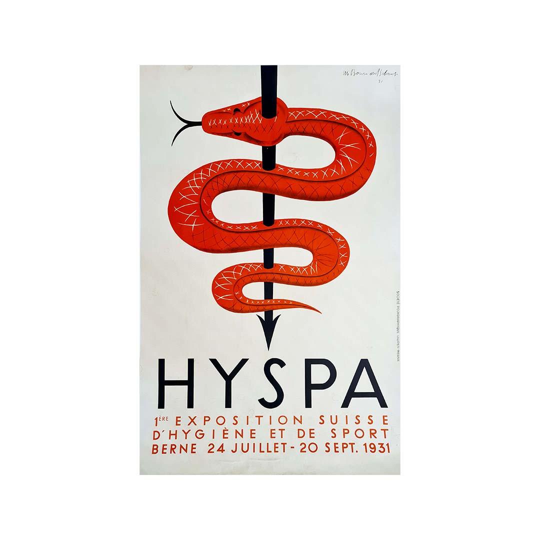 Art Deco Original poster fot the first exhibition for hygiene and sport Hyspa