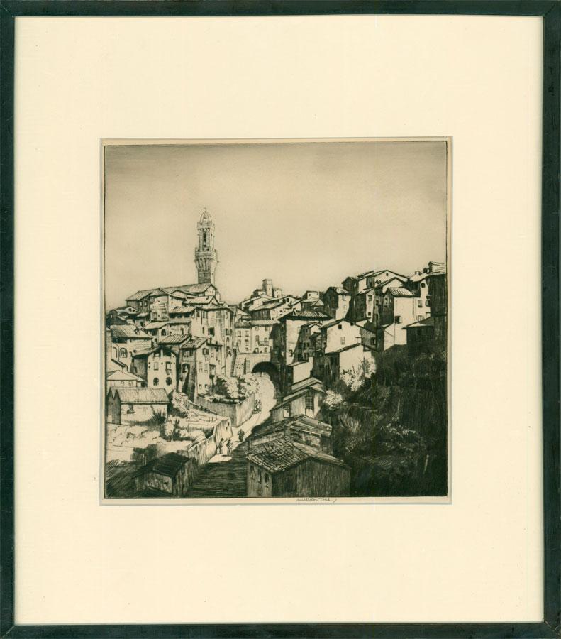 Unknown Landscape Print - Arthur Ralph Middleton Todd RA (1891-1966) - Framed Etching, Siena, Tuscany