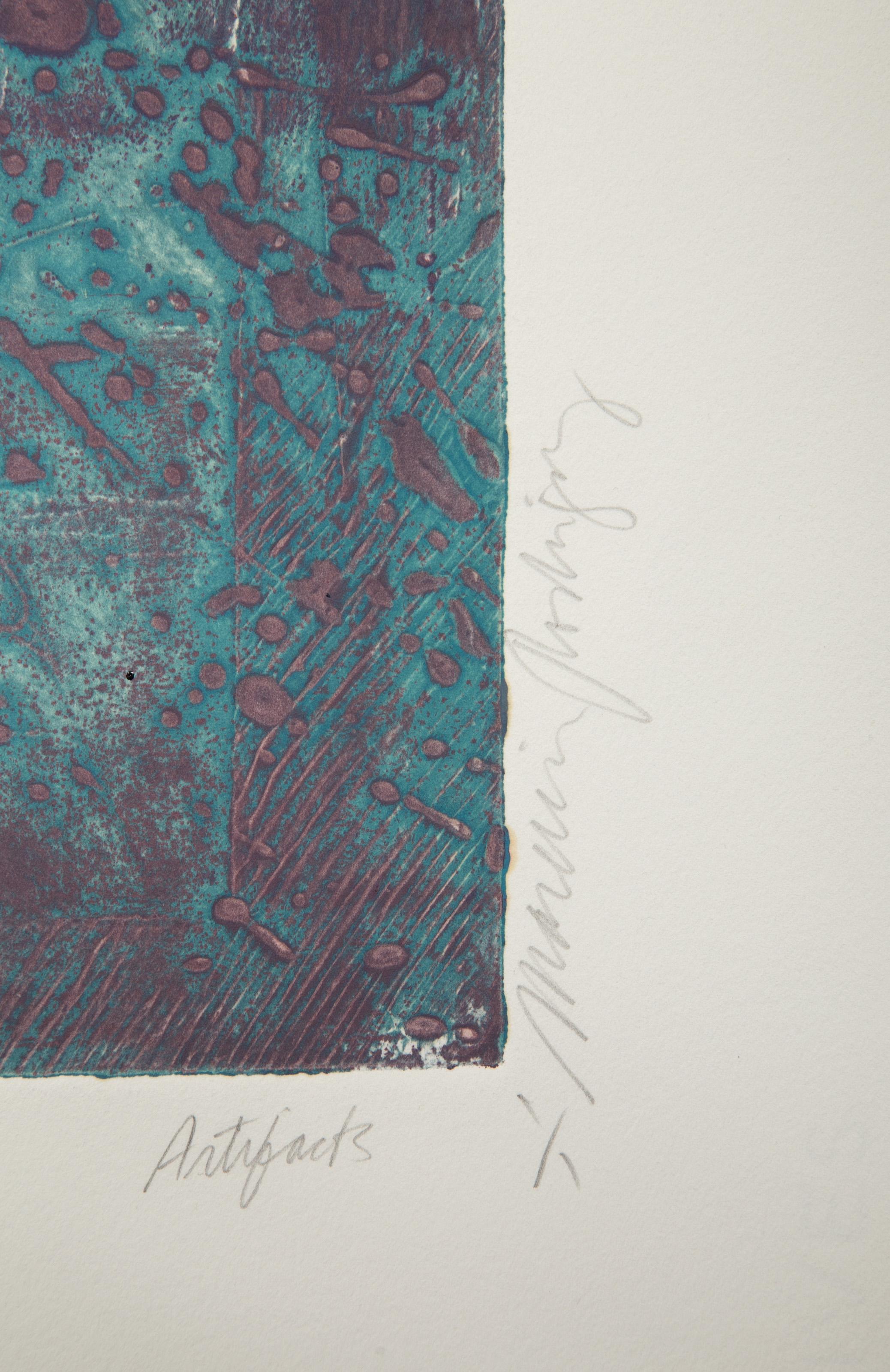 Artifacts III, Monoprint and mixed media by Manuel Rodriguez Jr. For Sale 2