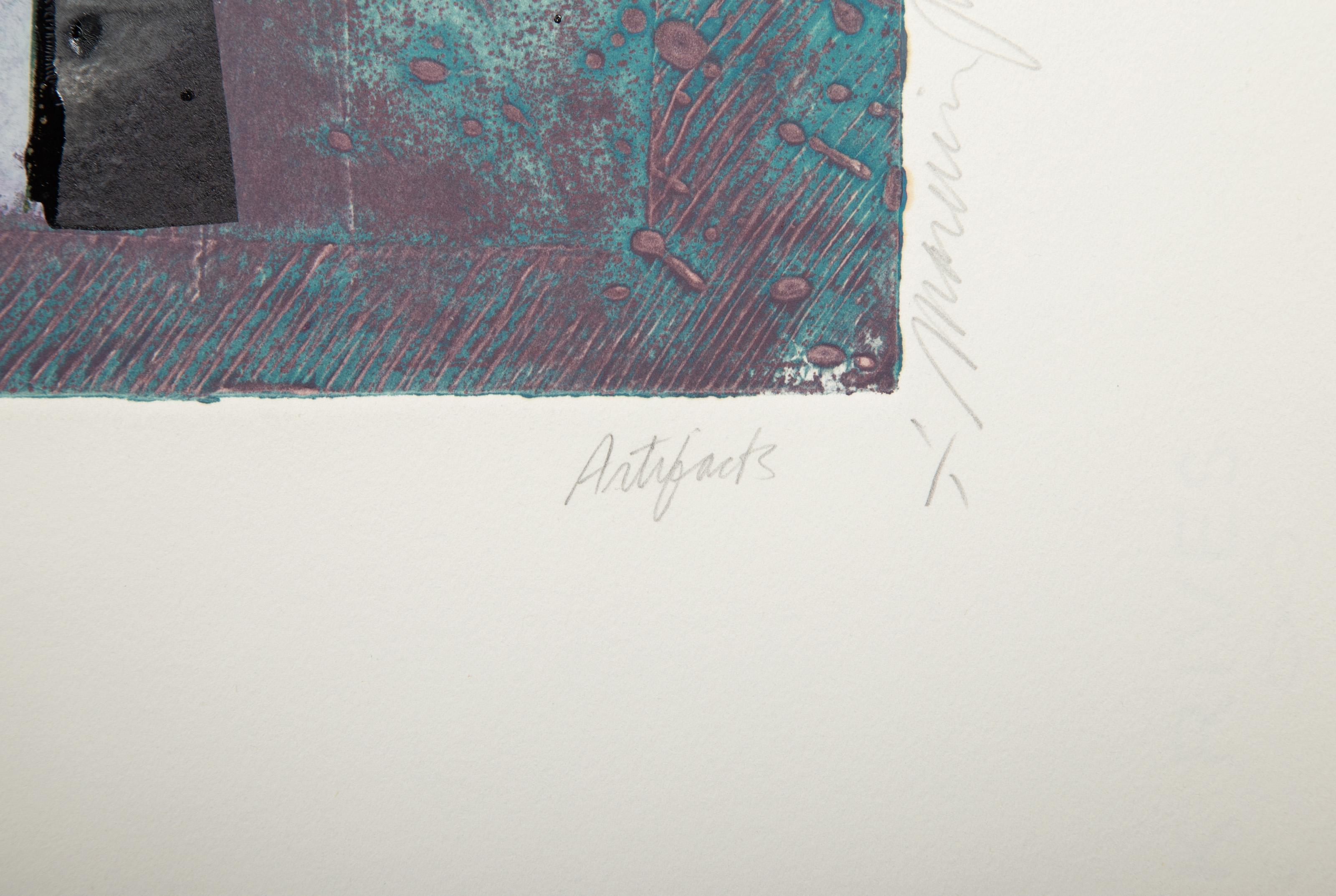Artifacts III, Monoprint and mixed media by Manuel Rodriguez Jr. For Sale 3