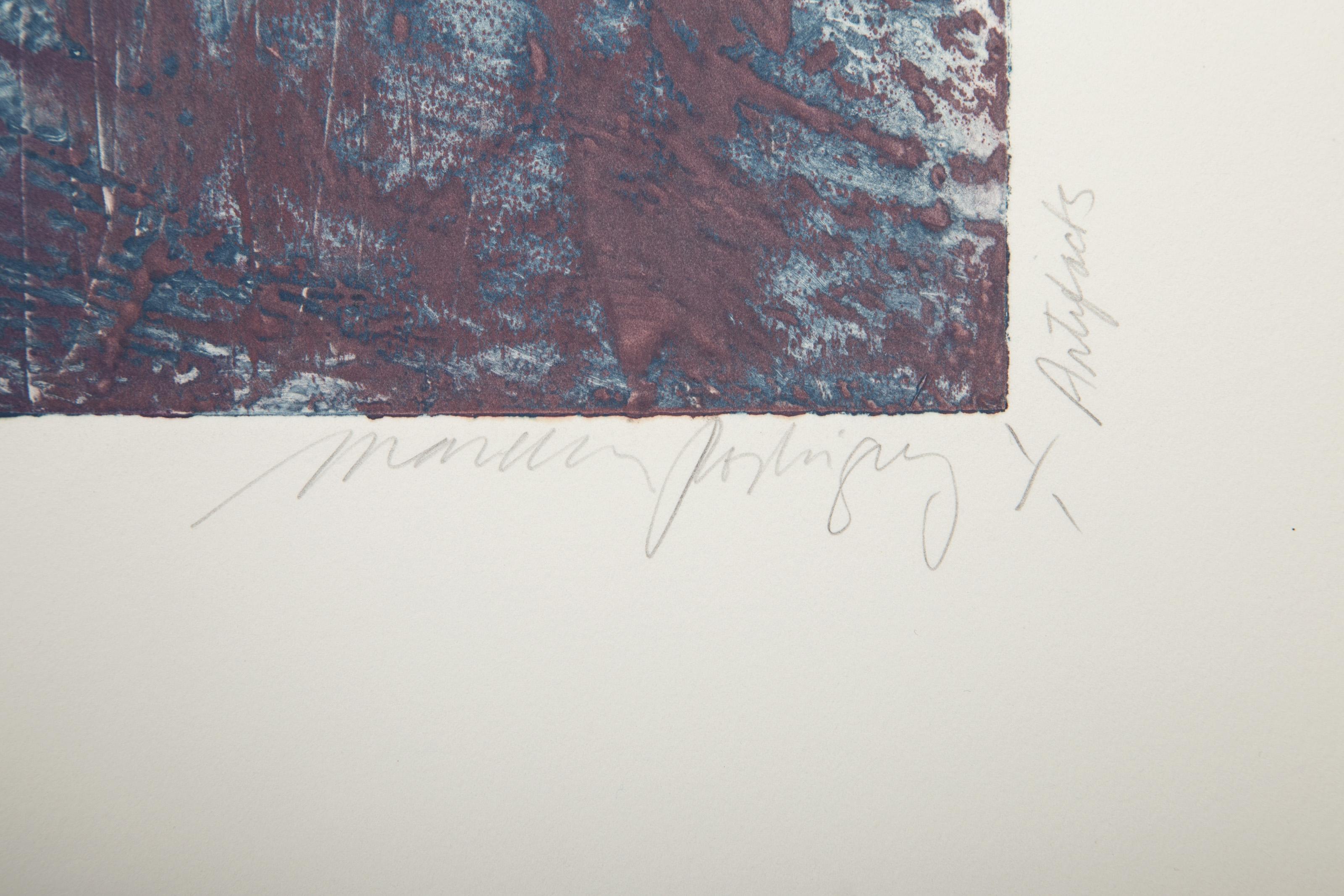 Artifacts VII, Abstract Monoprint and Mixed Media by Manuel Rodriguez Jr. For Sale 2