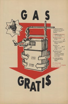 Vintage ARTIST UNKNOWN 'Free Gas'- Serigraph