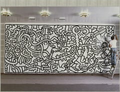 Vintage ARTIST UNKNOWN 'Keith Haring Painting II' 1993- Offset Lithograph