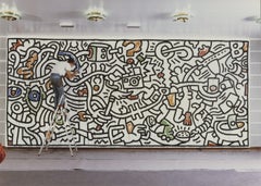 Vintage ARTIST UNKNOWN 'Keith Haring Painting III' 1993- Offset Lithograph