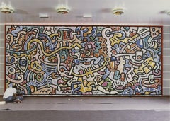 Vintage ARTIST UNKNOWN 'Keith Haring Painting IV' 1993- Offset Lithograph