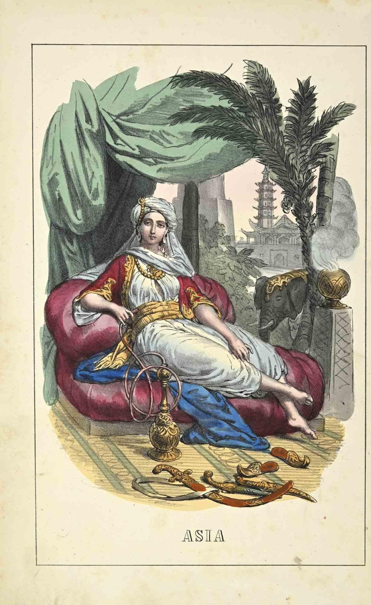 Unknown Figurative Print – Asiatisch – Weltkostüme  - Lithographie - 1862