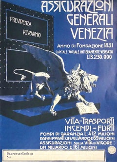 Assicurazioni Generali Vintage Poster - Offset Print on Cardboard - 20th Century