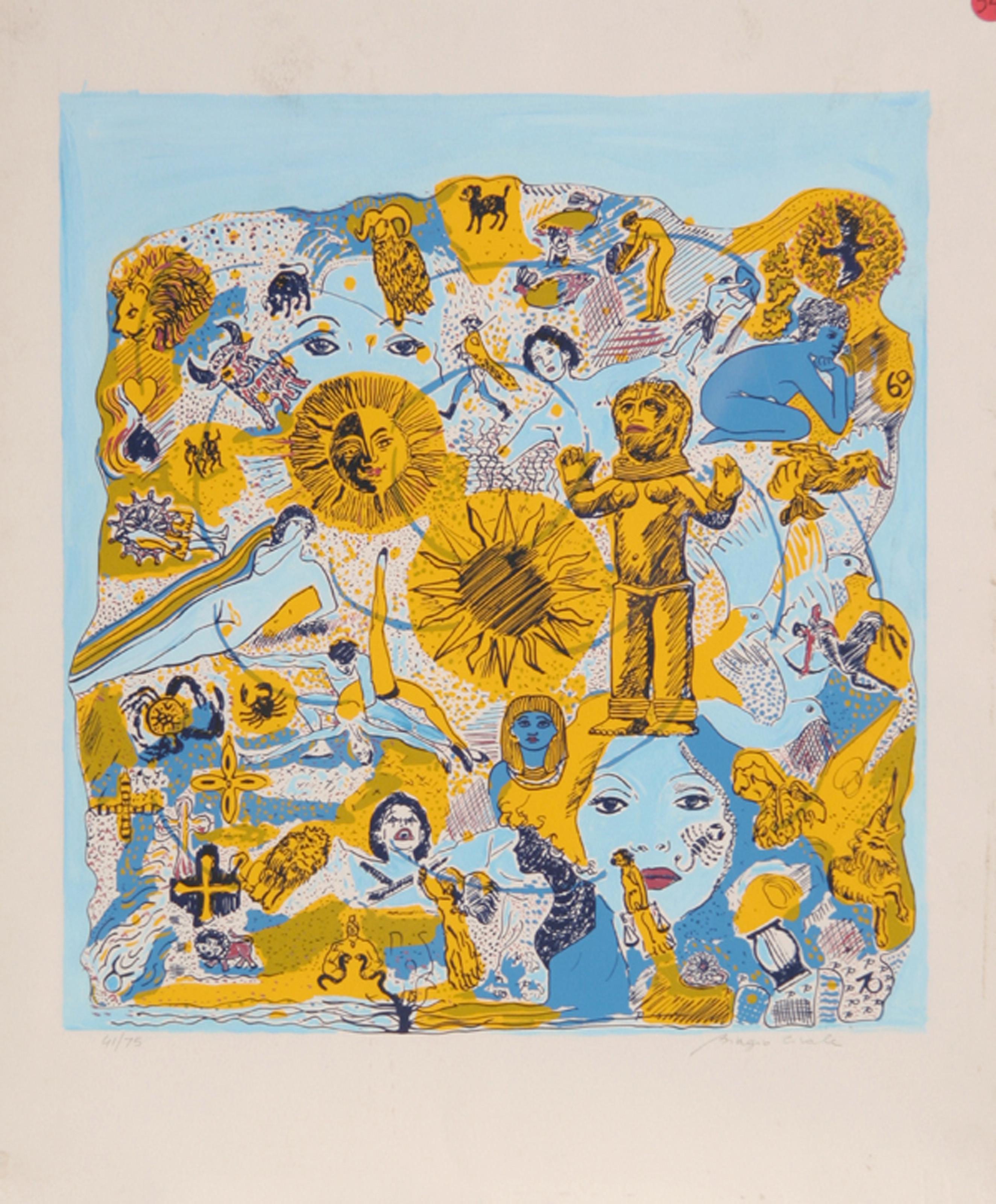 Astral Symbology Retouche, Modern Screenprint by Biagio Civale - Print by Unknown
